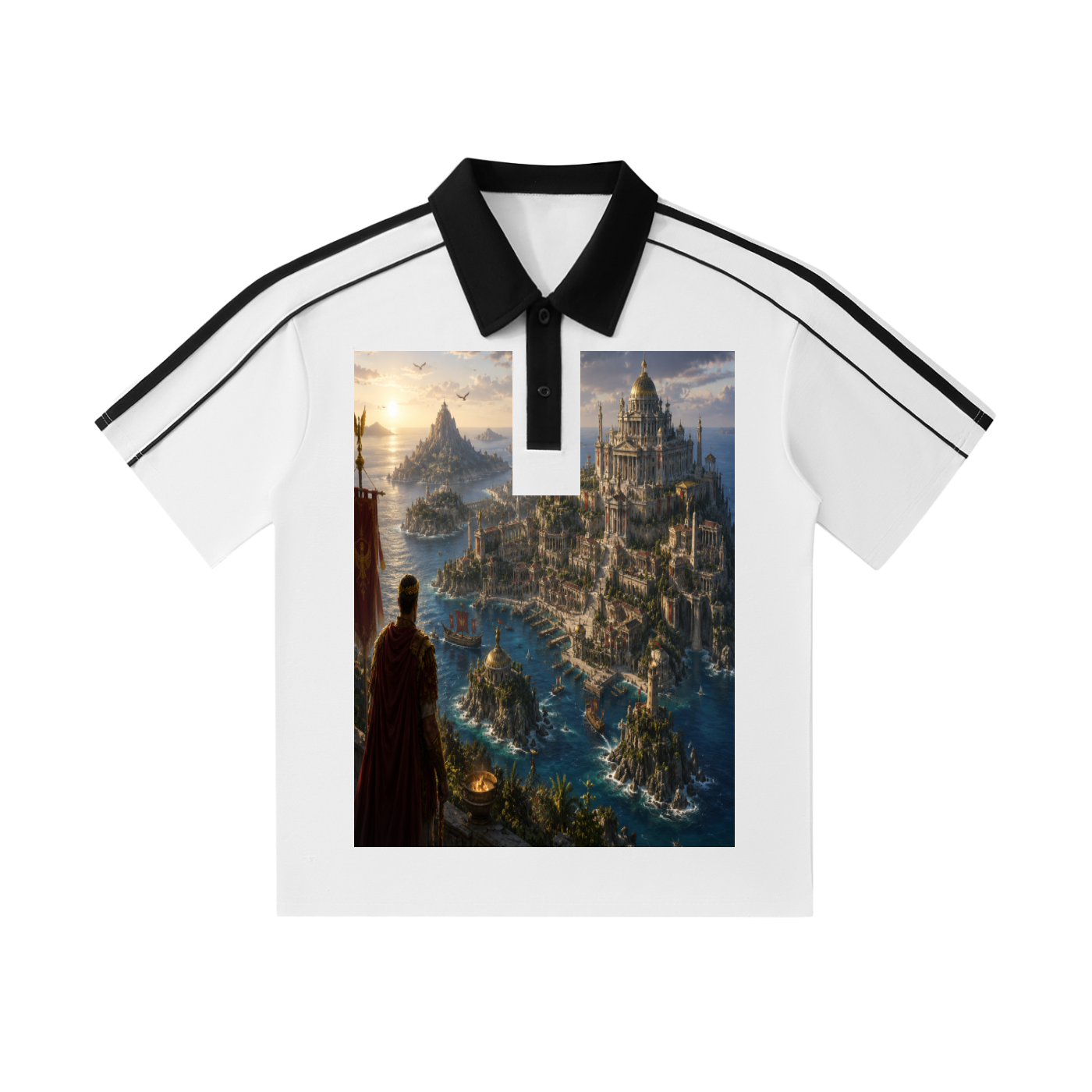 Contrast Collar Short-Sleeve Polo Shirt
