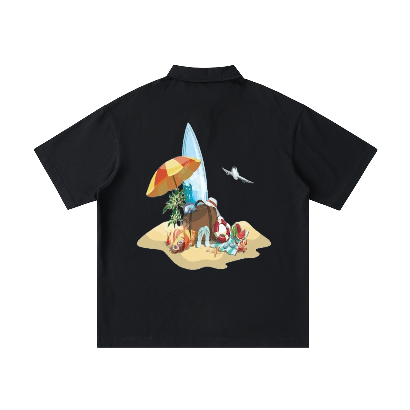 Loose Cotton Short-Sleeve Polo Shirt