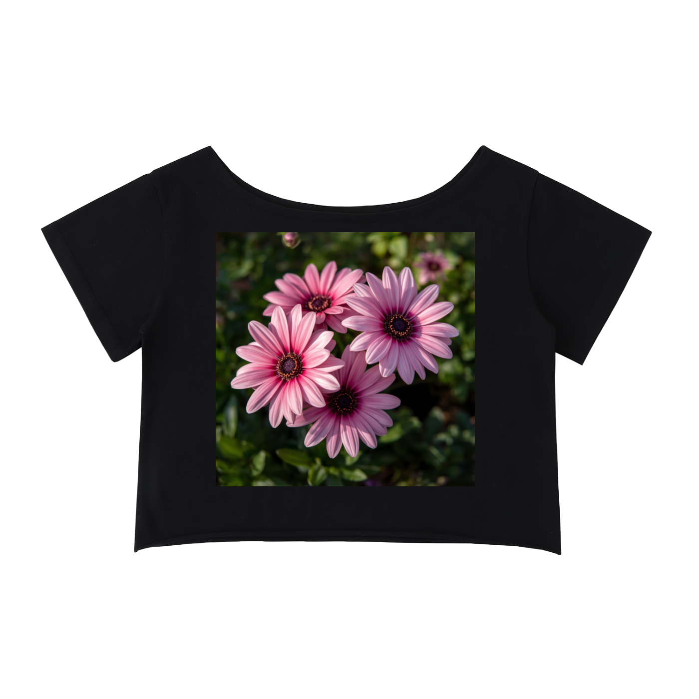 Off-Shoulder Rolled Hem Cotton T-Shirt
