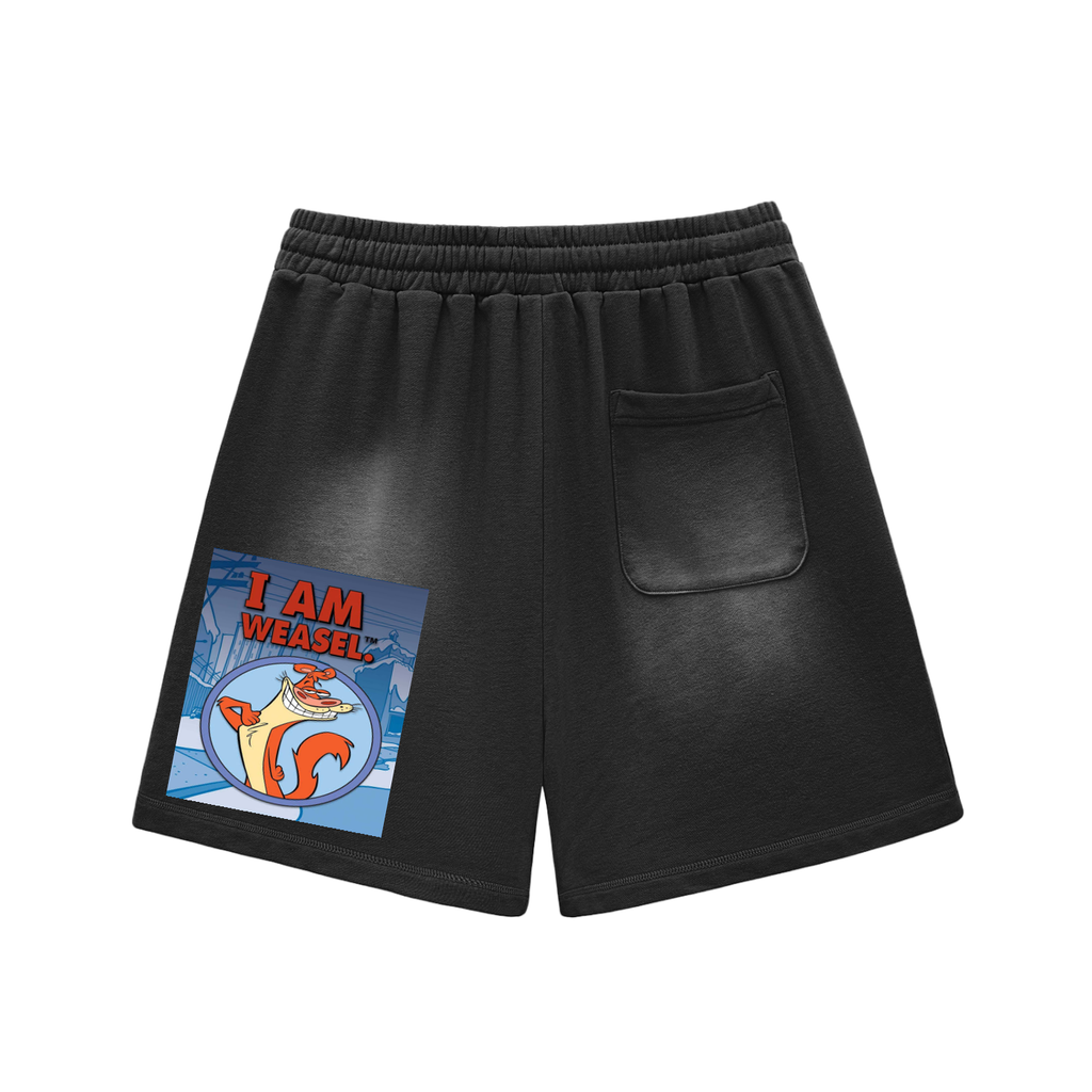 Sun Fade Raw Edge Cotton Shorts