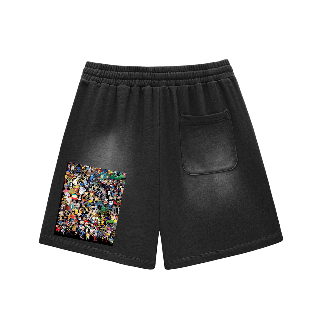 Sun Fade Raw Edge Cotton Shorts