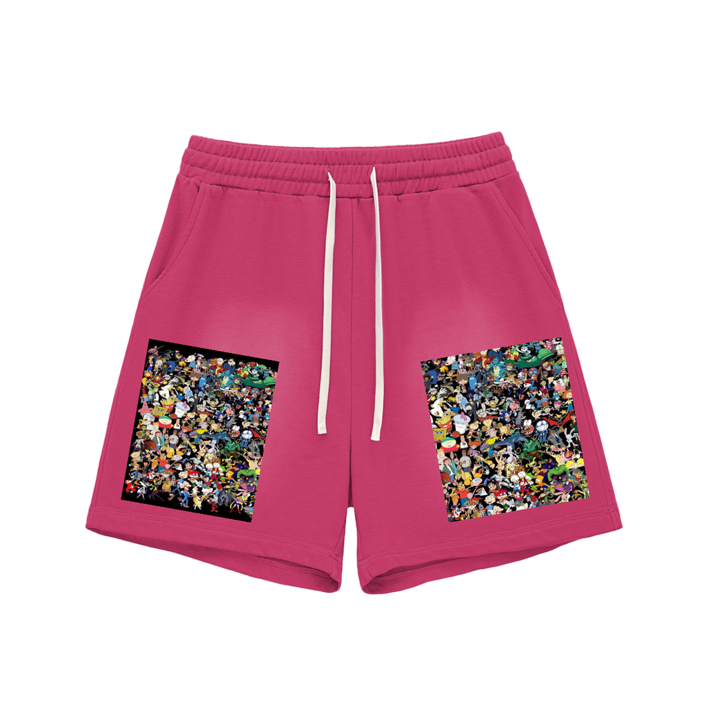 Sun Fade Raw Edge Cotton Shorts