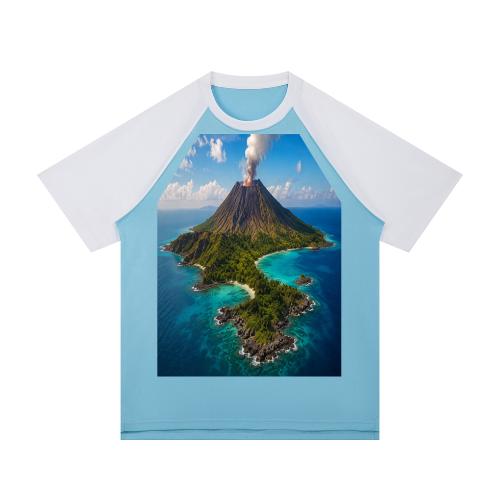Contrast Raglan Sleeve Mesh T-Shirt