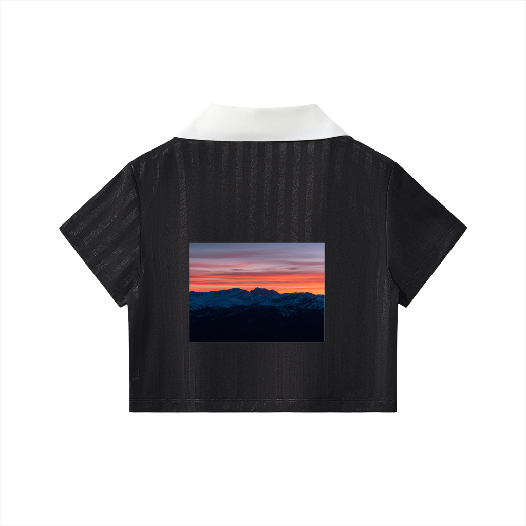 Contrast Collar Striped Cropped Jersey