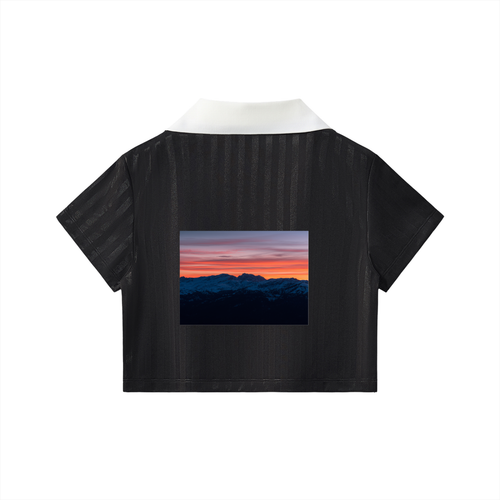 Contrast Collar Striped Cropped Jersey