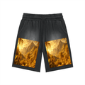 Rectangle Patch Monkey Washed Shorts