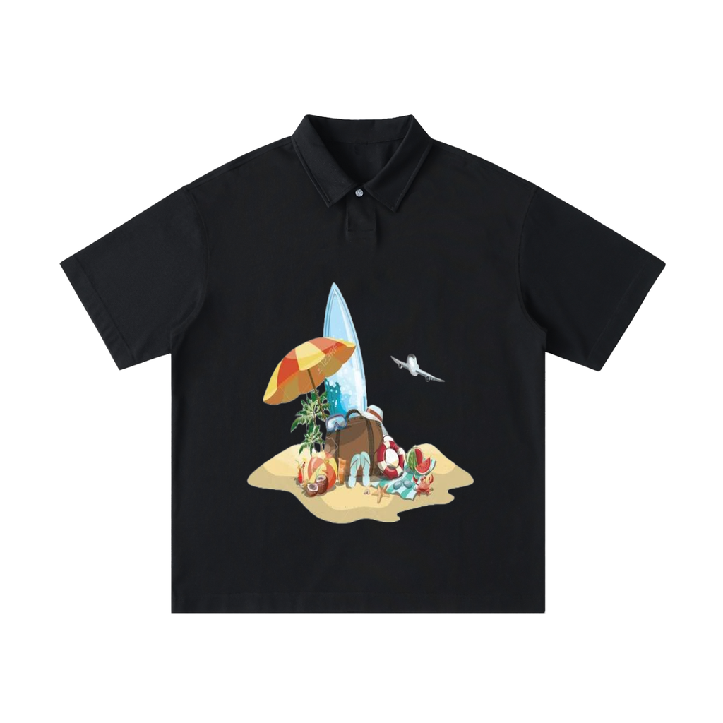 Loose Cotton Short-Sleeve Polo Shirt